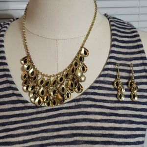 Gold & Black Necklace & Earring Set 18"